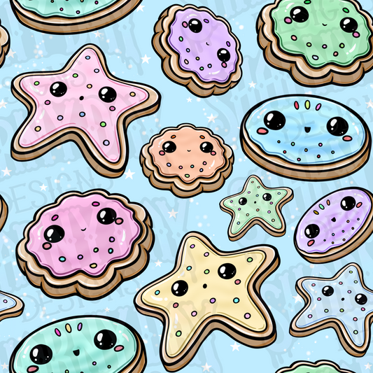 Kawaii Sugar Cookies Exclusive Seamless Pattern Design