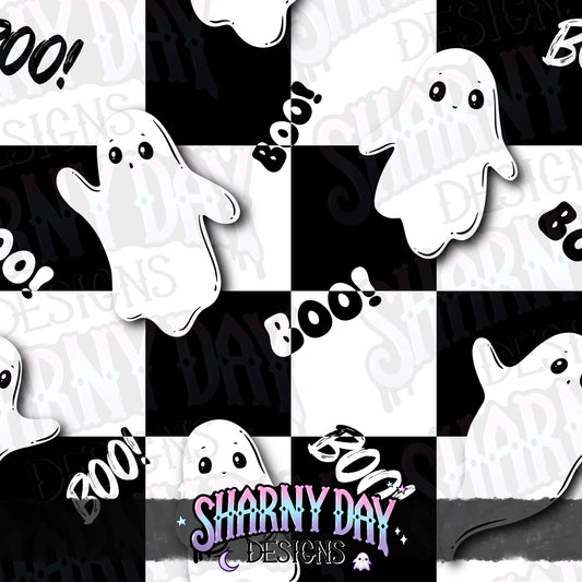 Mono Ghosties non-exclusive Seamless Pattern Design