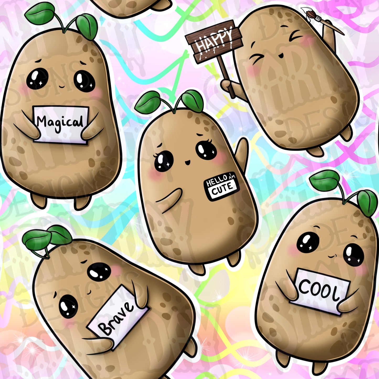 Posi-potato Exclusive Seamless Pattern Design - 2 Wording Variations Per Purchase!