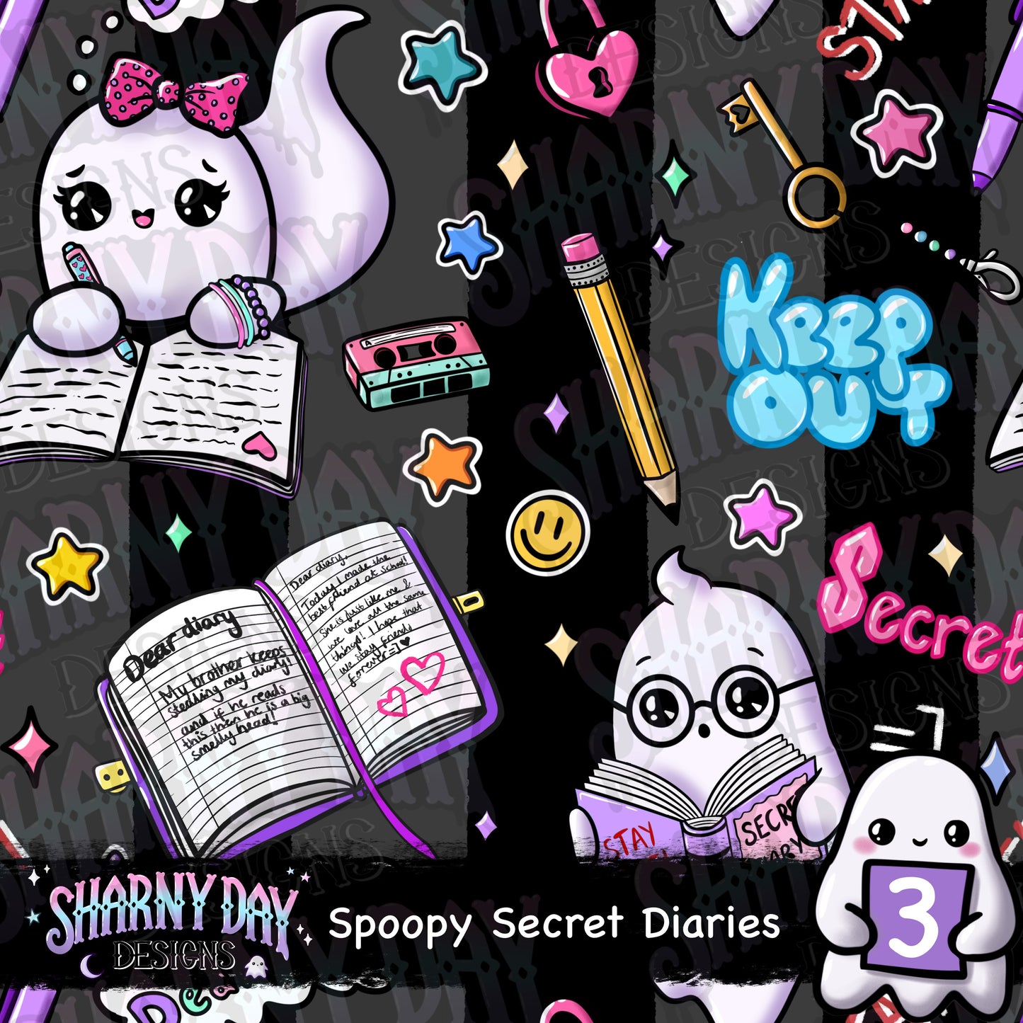 Spoopy Secret Diaries Exclusive Seamless Pattern Design