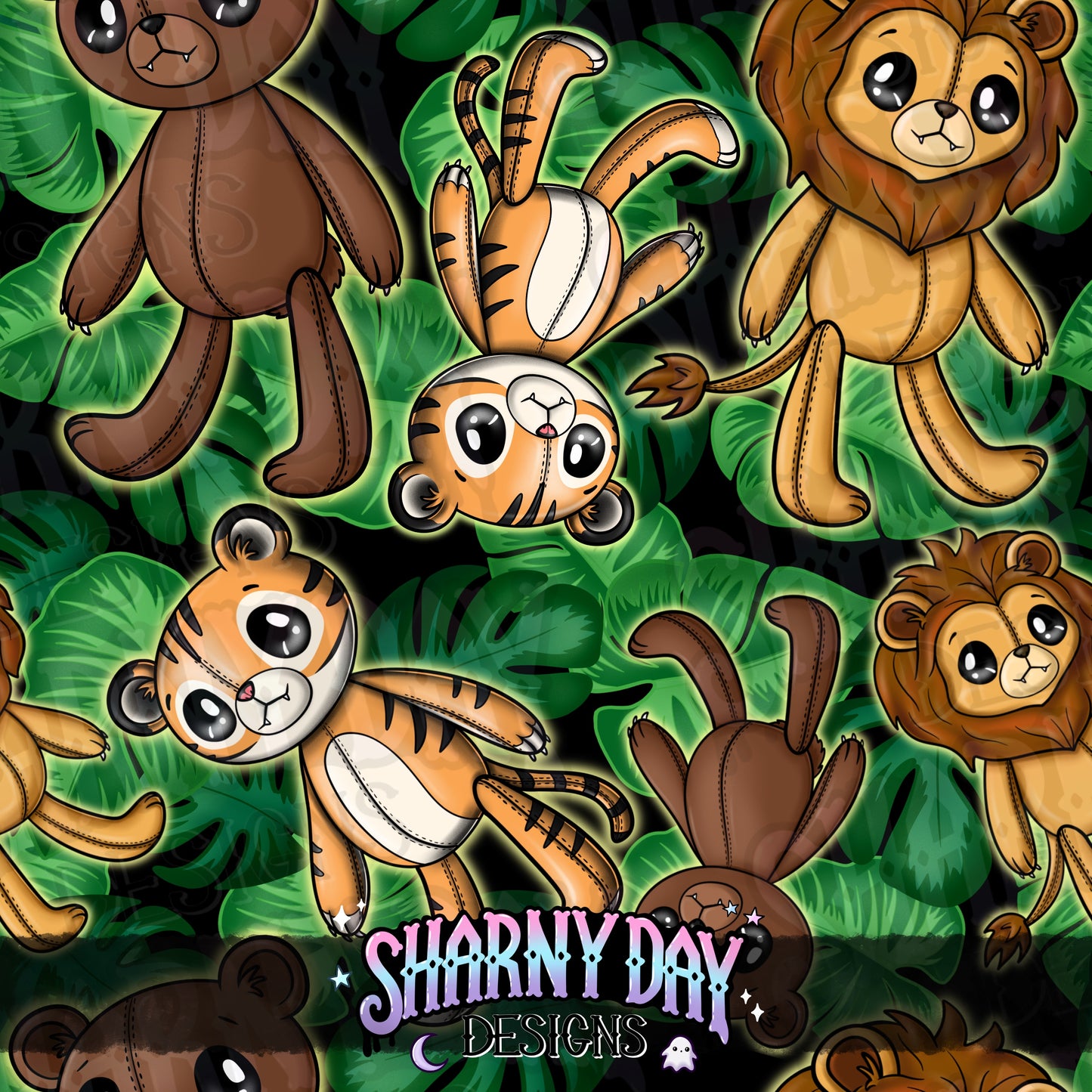 HEXTOBER - Wild Animal Plushies Exclusive Seamless Pattern Design