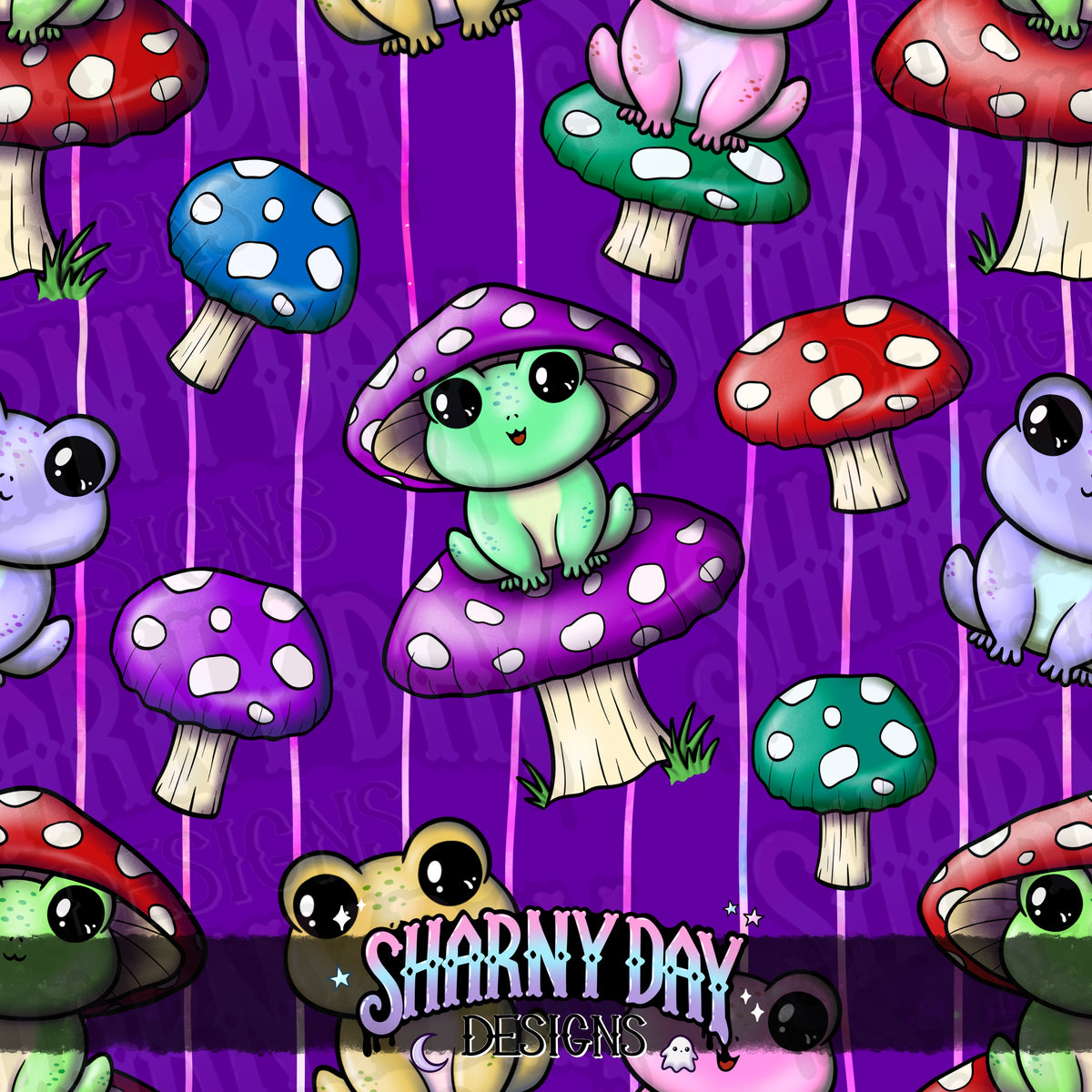 HEXTOBER - This Frog is a Fungi - Exclusive Seamless Pattern Design