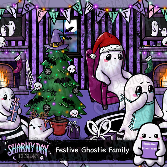Festive Ghostie Family Exclusive Seamless Pattern Design