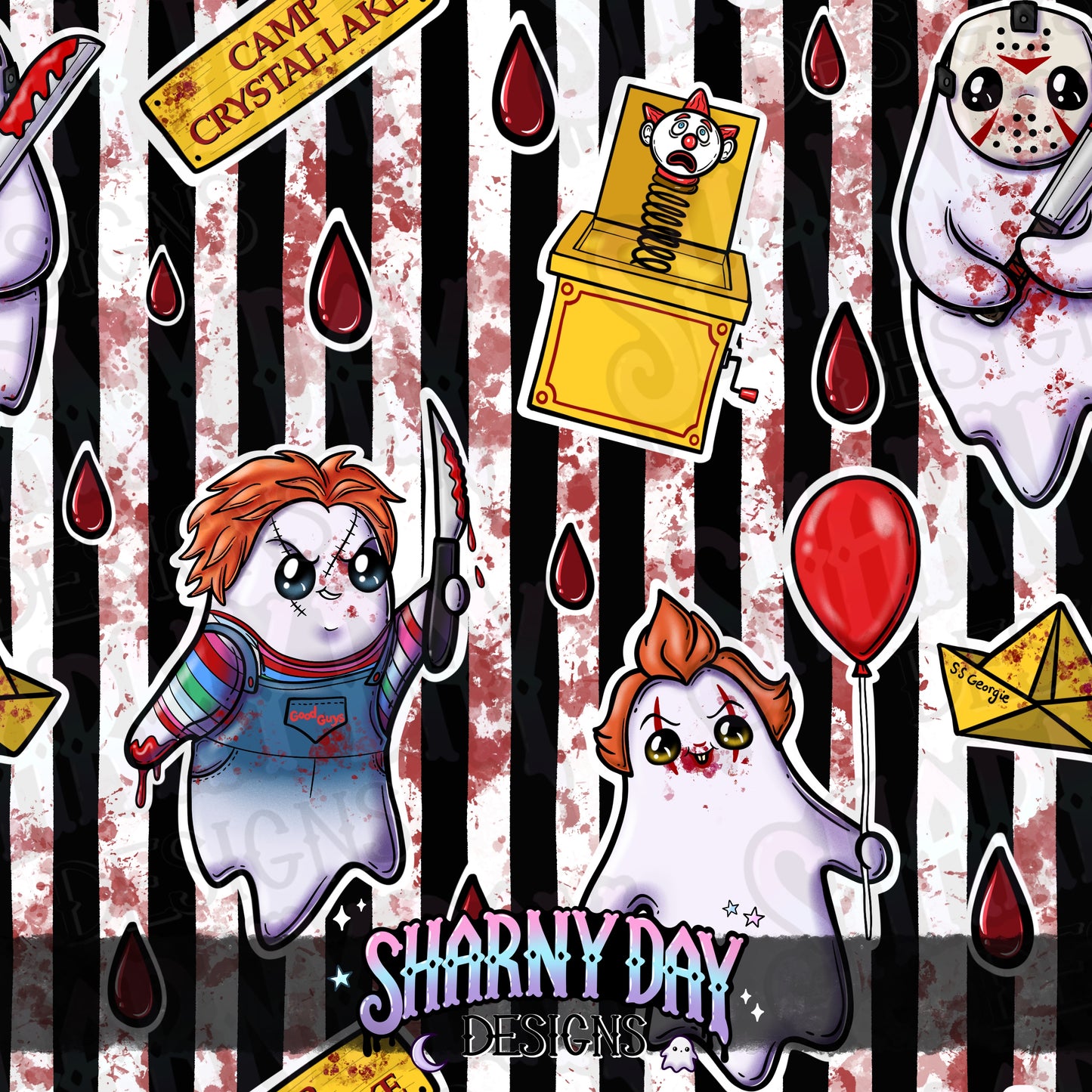 HEXTOBER - Horror Ghosties Exclusive Seamless Pattern Design