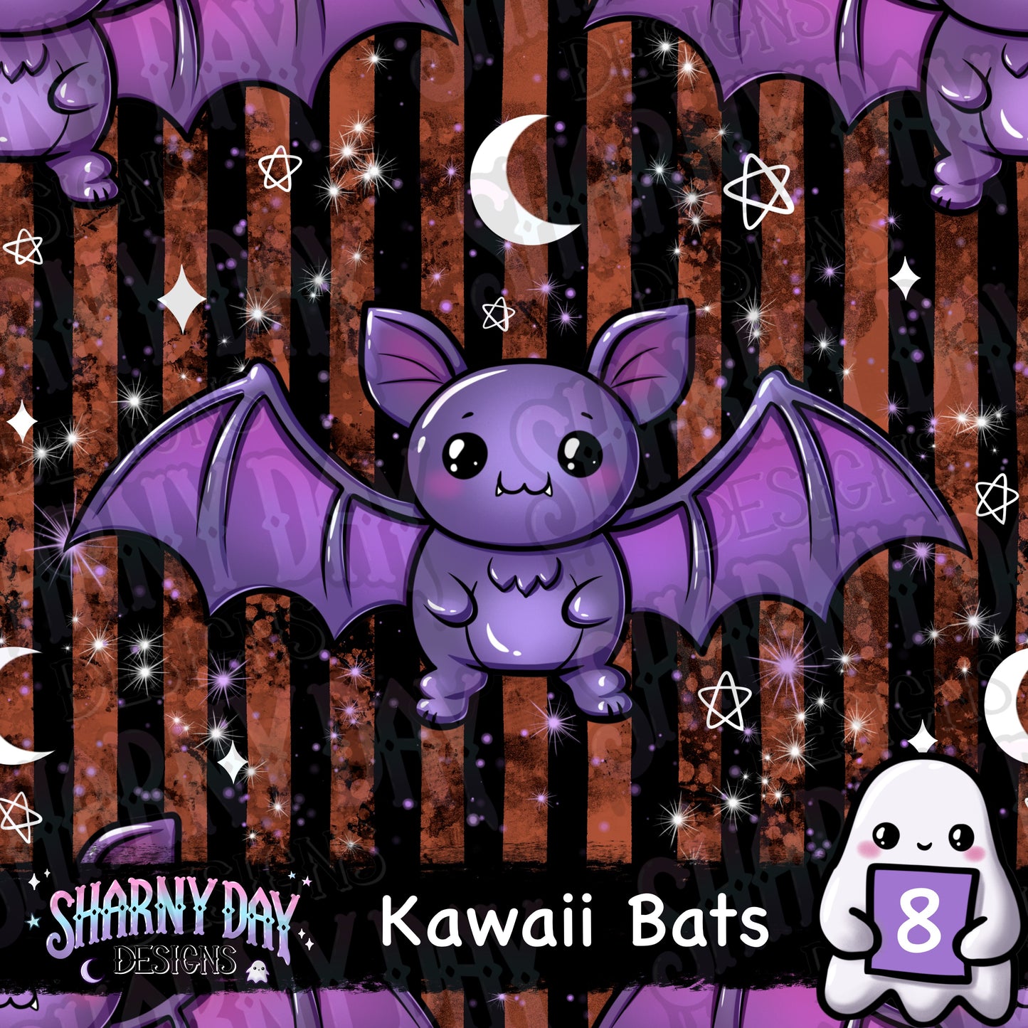Kawaii Bats Exclusive Seamless Pattern Design