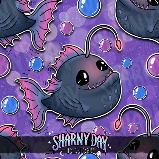 Cute Angler Fish Exclusive Seamless Pattern Design