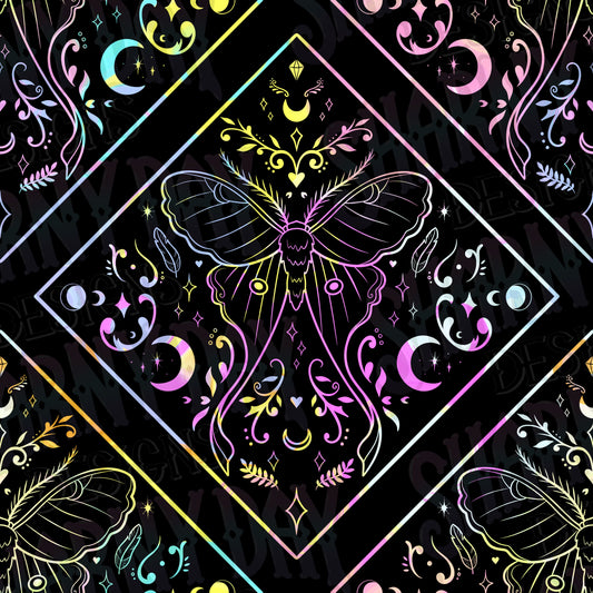 Luna Moth Lines Exclusive Seamless Pattern Design