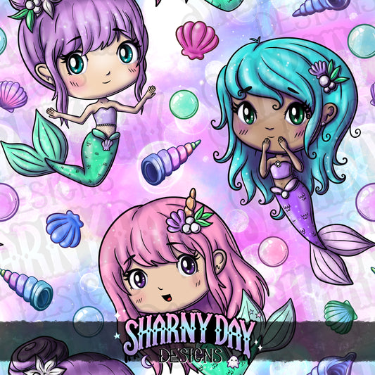 Kawaii Mermaid Friends - Exclusive Seamless Pattern Design