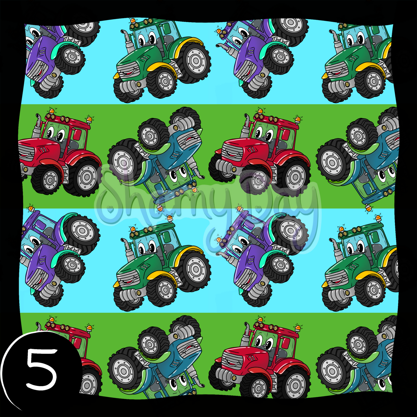 Happy Tractor Exclusive Seamless Pattern