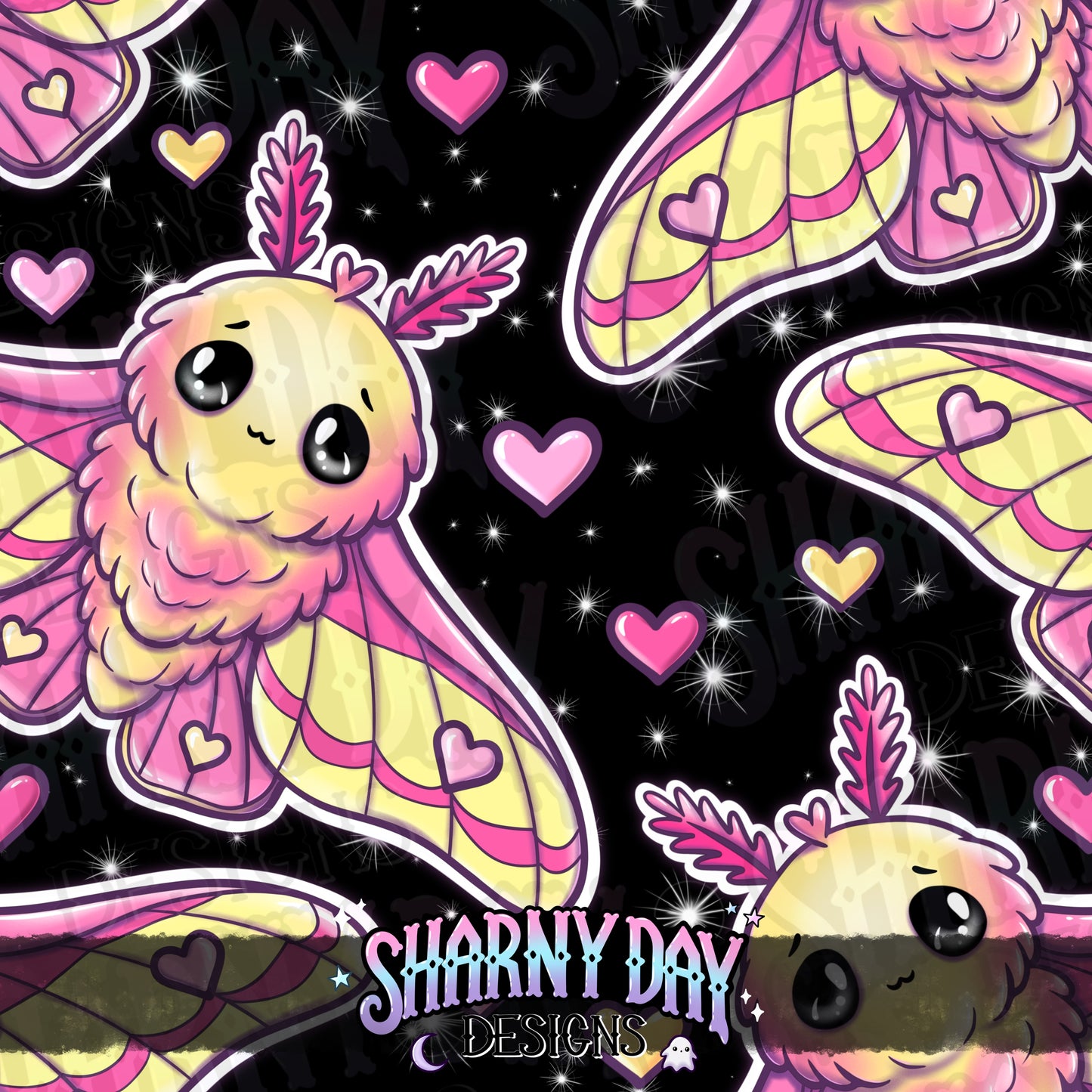 HEXTOBER - Kawaii Rosy Maple Moth Limited Seamless Pattern