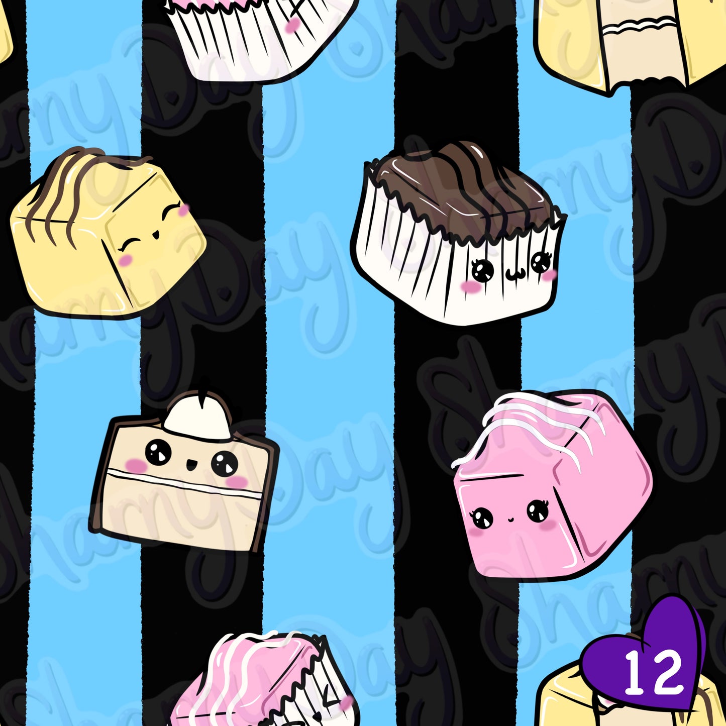 Kawaii Fondant Fancies Exclusive Seamless Pattern