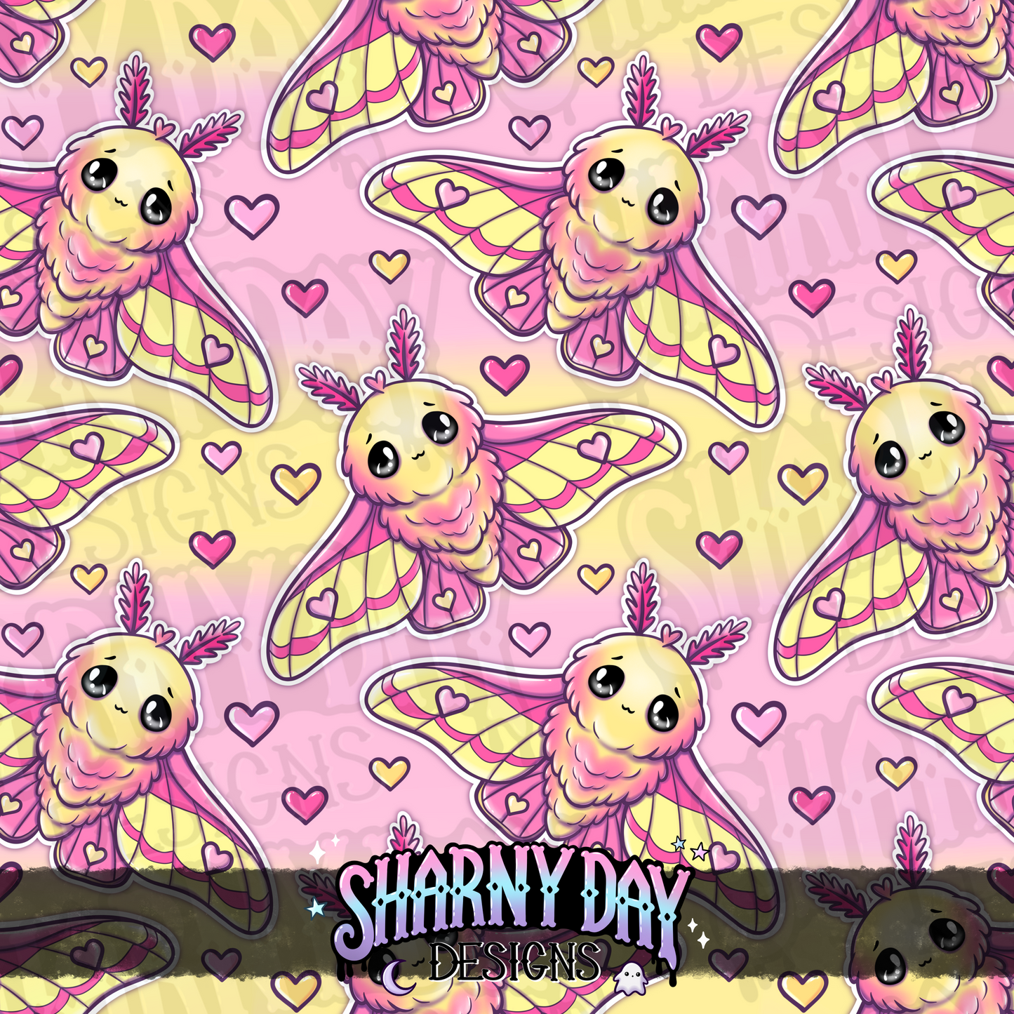 HEXTOBER - Kawaii Rosy Maple Moth Limited Seamless Pattern