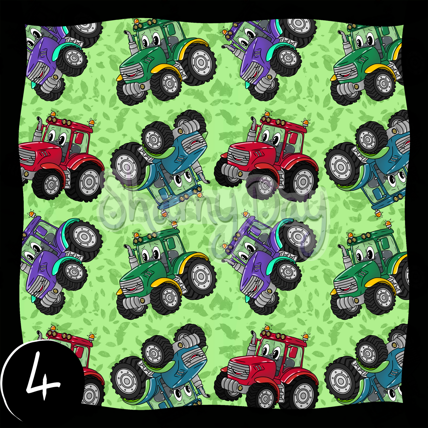 Happy Tractor Exclusive Seamless Pattern