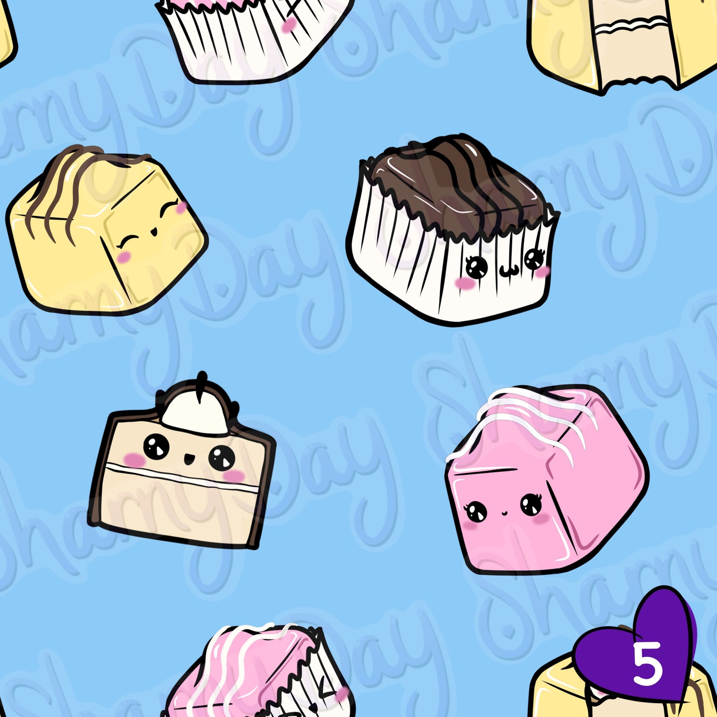 Kawaii Fondant Fancies Exclusive Seamless Pattern