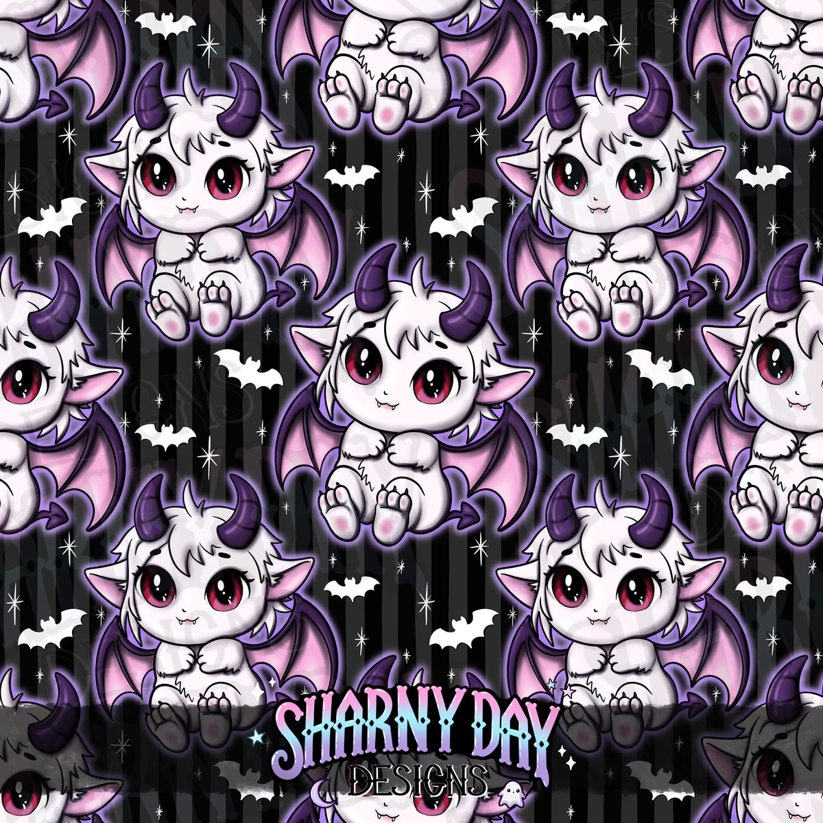 MOXTOBER - Kawaii Demon (Cursed) - Exclusive Seamless Pattern Design