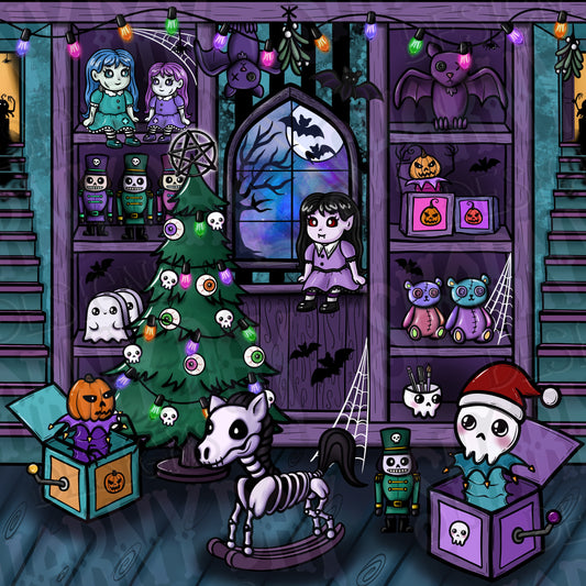 Festive Nightmare Toy Store Exclusive Seamless Pattern Design