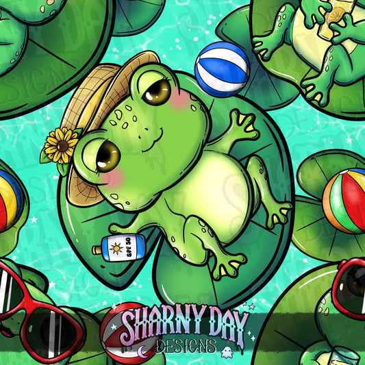 Summer Froggies Exclusive Seamless Pattern Design