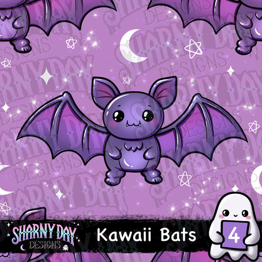 Kawaii Bats Exclusive Seamless Pattern Design