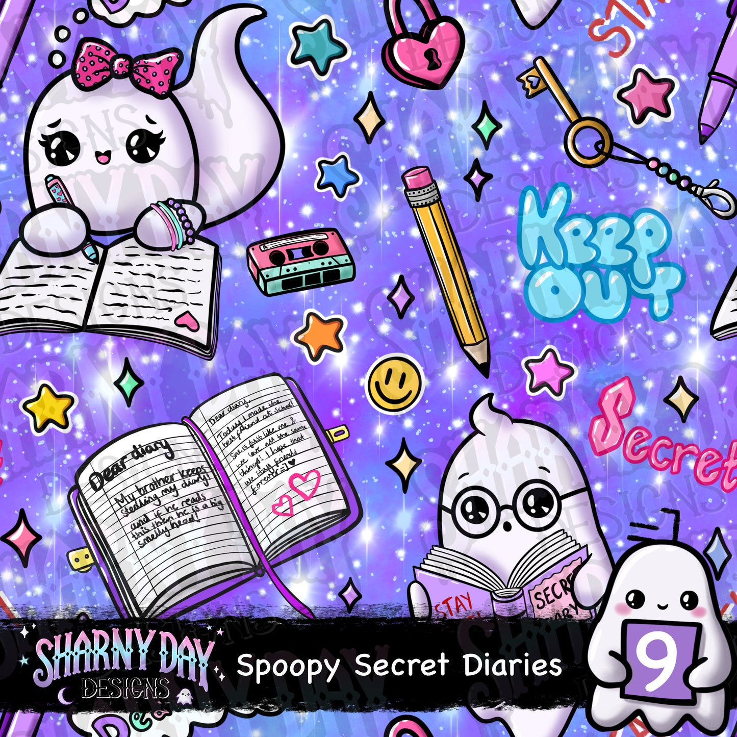 Spoopy Secret Diaries Exclusive Seamless Pattern Design