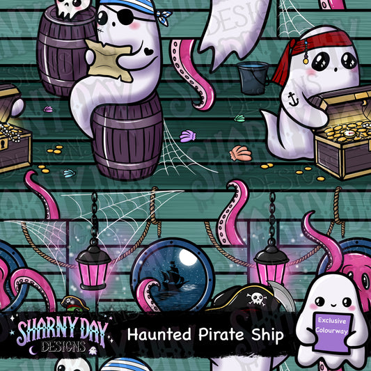 Haunted Pirate Ship Exclusive Seamless Pattern Design