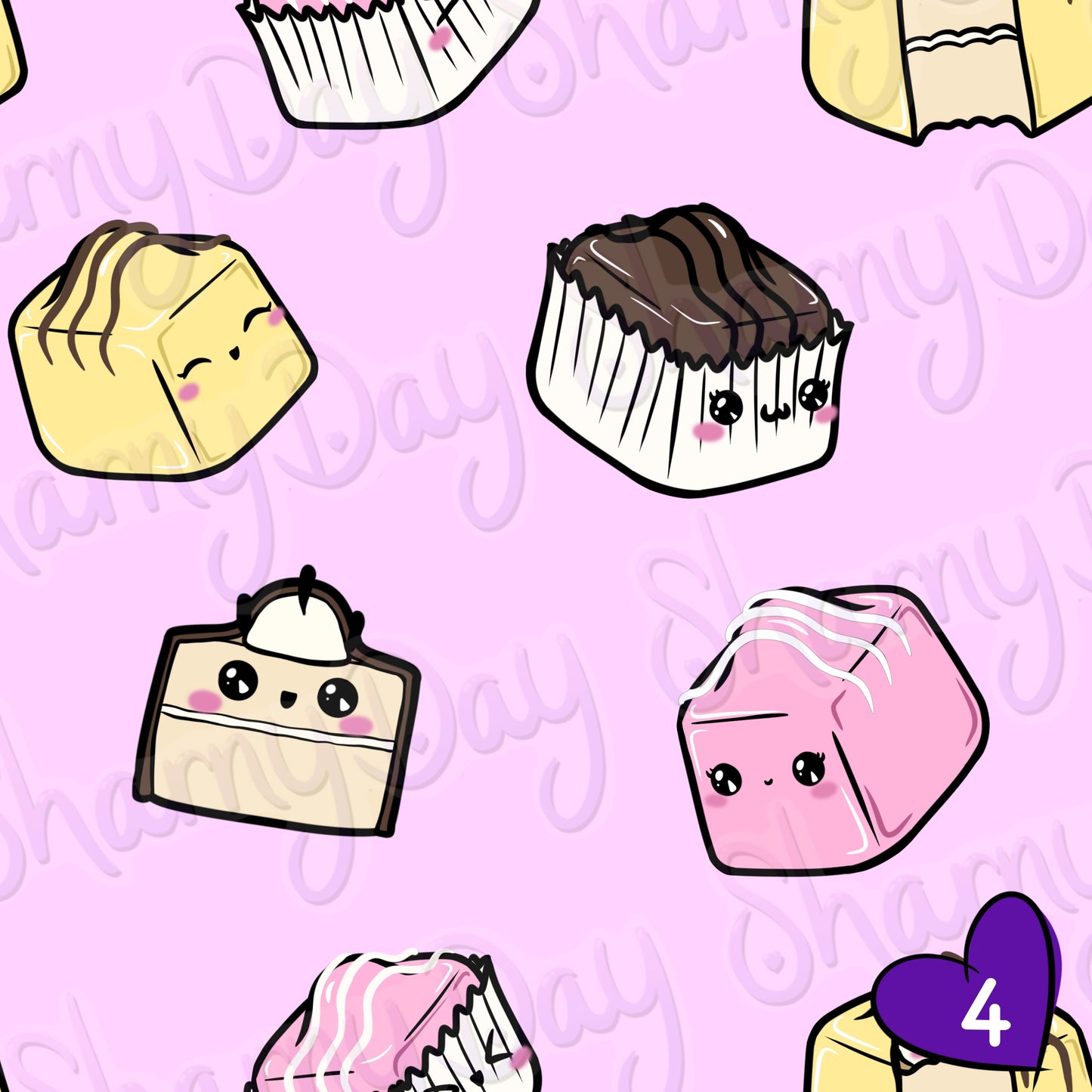 Kawaii Fondant Fancies Exclusive Seamless Pattern