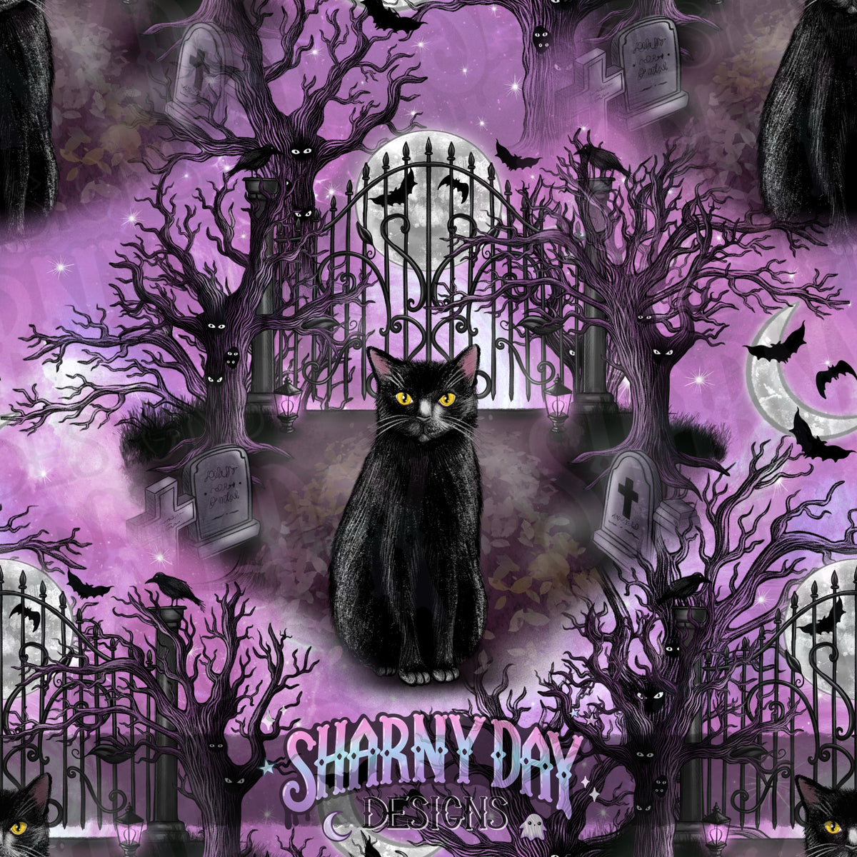 HEXTOBER - In the Cemetery non-exclusive Seamless Pattern Design