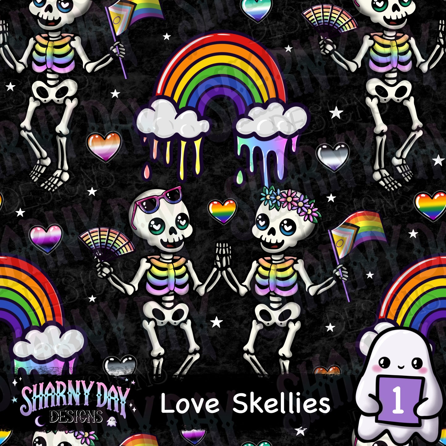 Love Skellies Limited Exclusive Seamless Pattern
