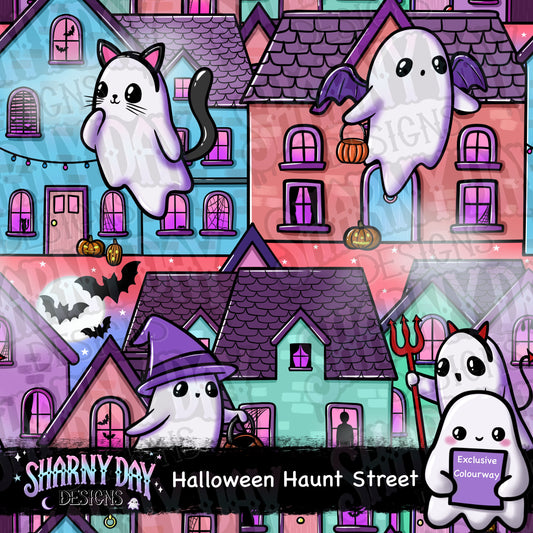 Halloween Haunt Street Exclusive Seamless Pattern Design