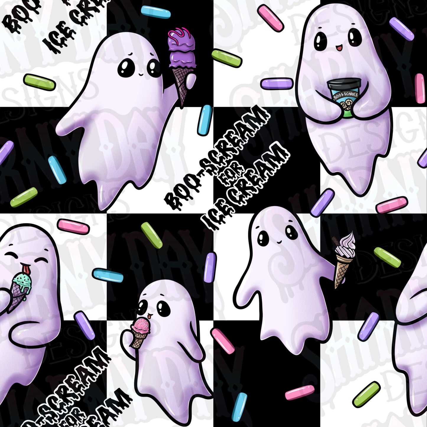 Boo-Scream for Ice Cream Exclusive Seamless Pattern Design
