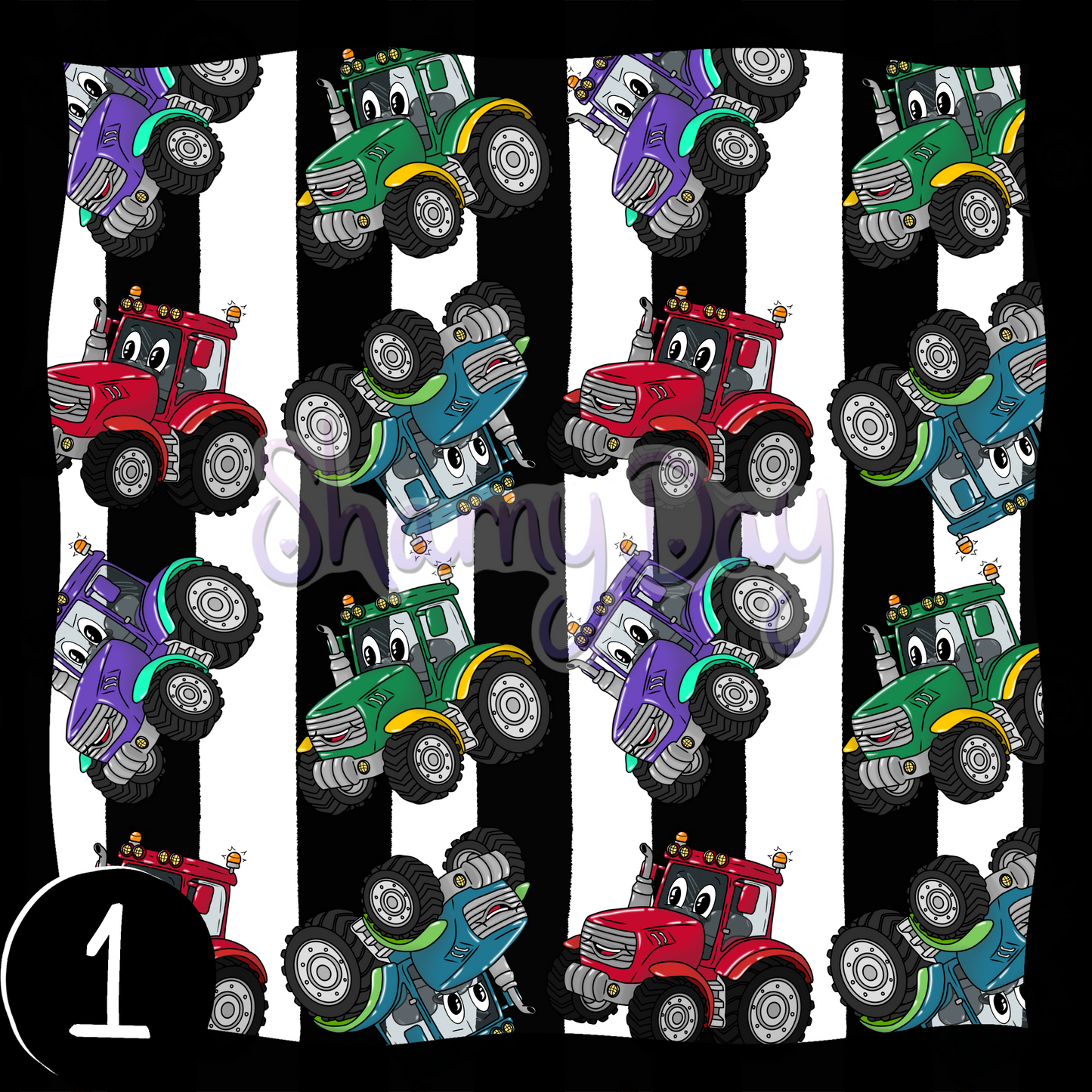 Happy Tractor Exclusive Seamless Pattern