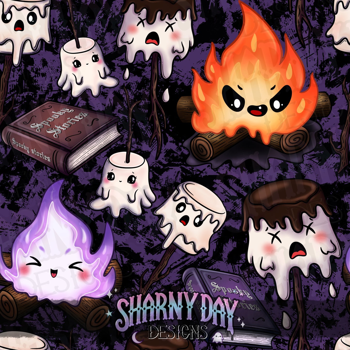 Creepy Campfire Exclusive Seamless Pattern Design