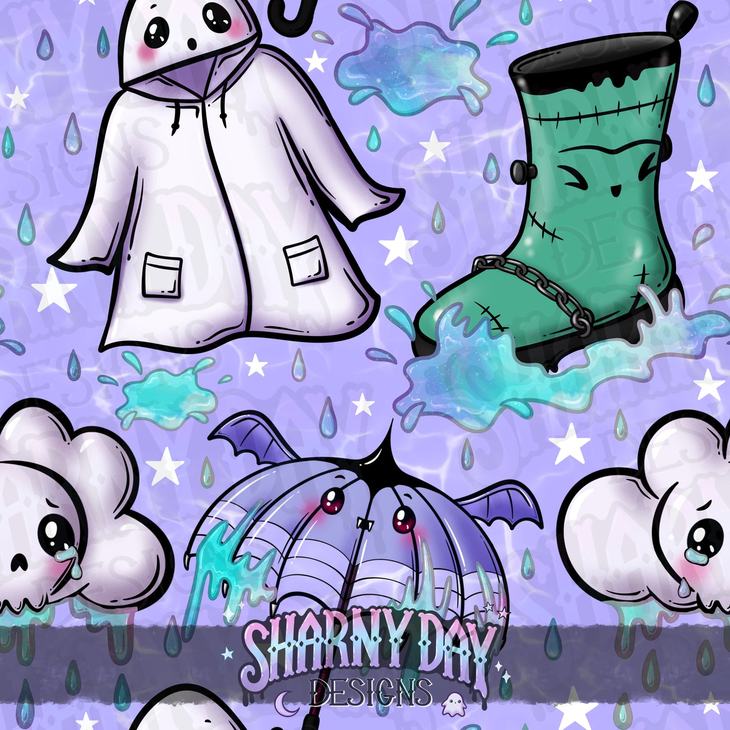 Spooky Rainy Dayz Exclusive Seamless Pattern Design