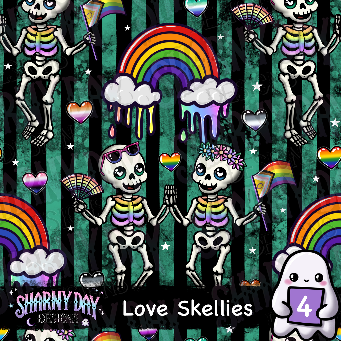 Love Skellies Limited Exclusive Seamless Pattern