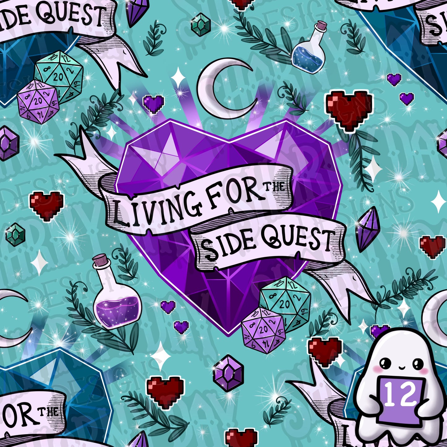 Living for the Side Quest ADHD Exclusive Seamless Pattern Design