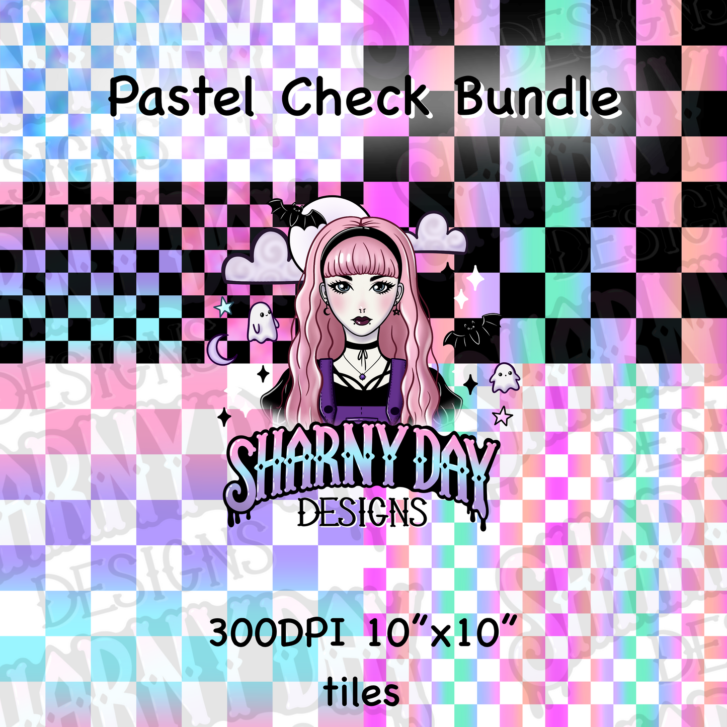 Pastel Checkered Non-exclusive Seamless Patterns Bundle of 10