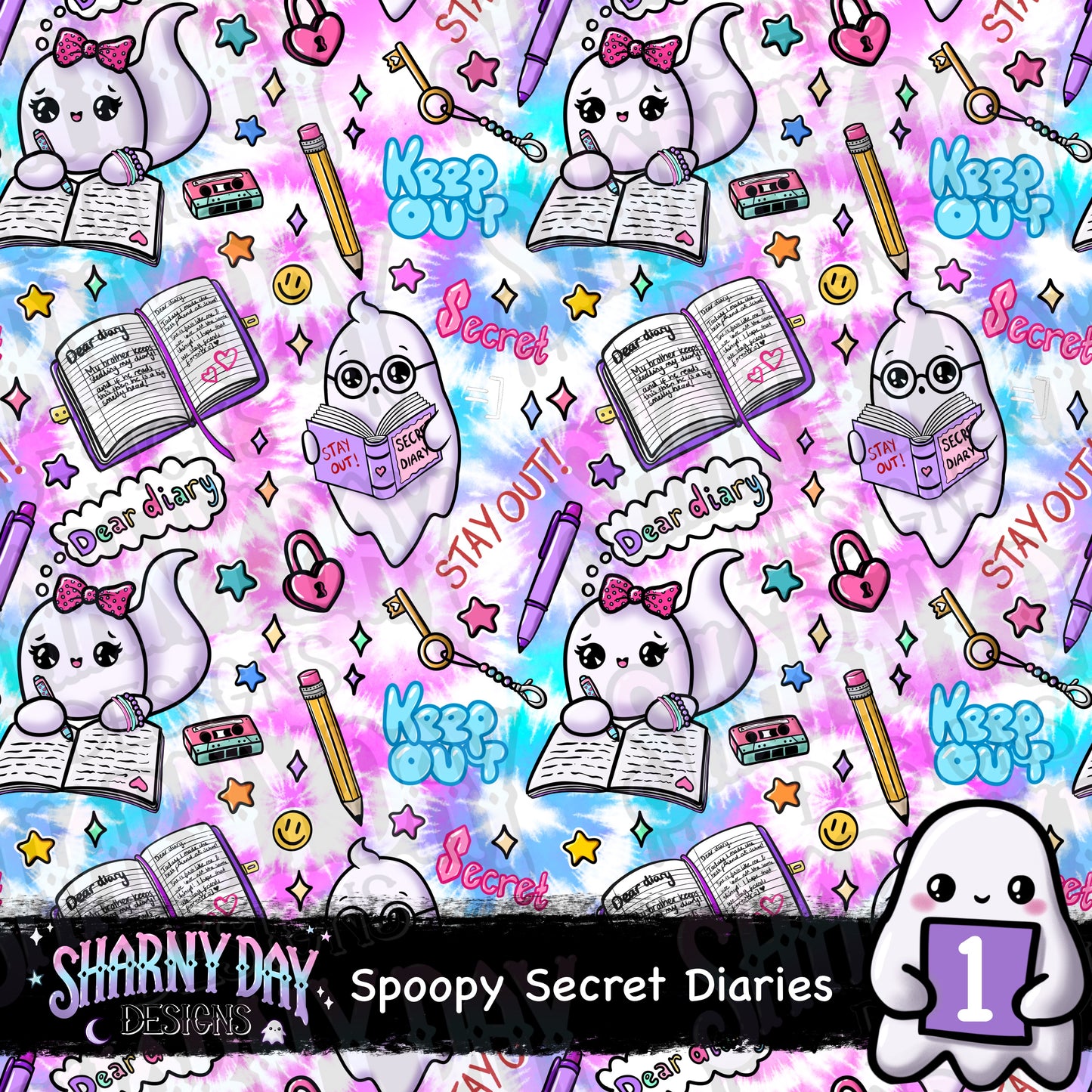 Spoopy Secret Diaries Exclusive Seamless Pattern Design