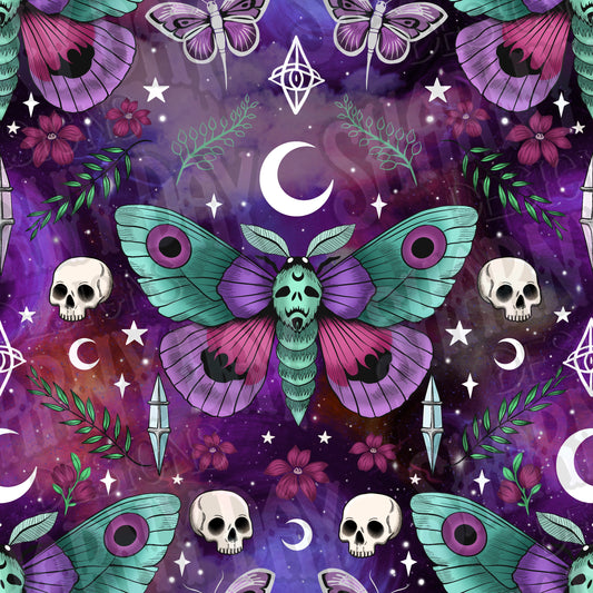Pretty Goth Moth Exclusive Seamless Pattern Design