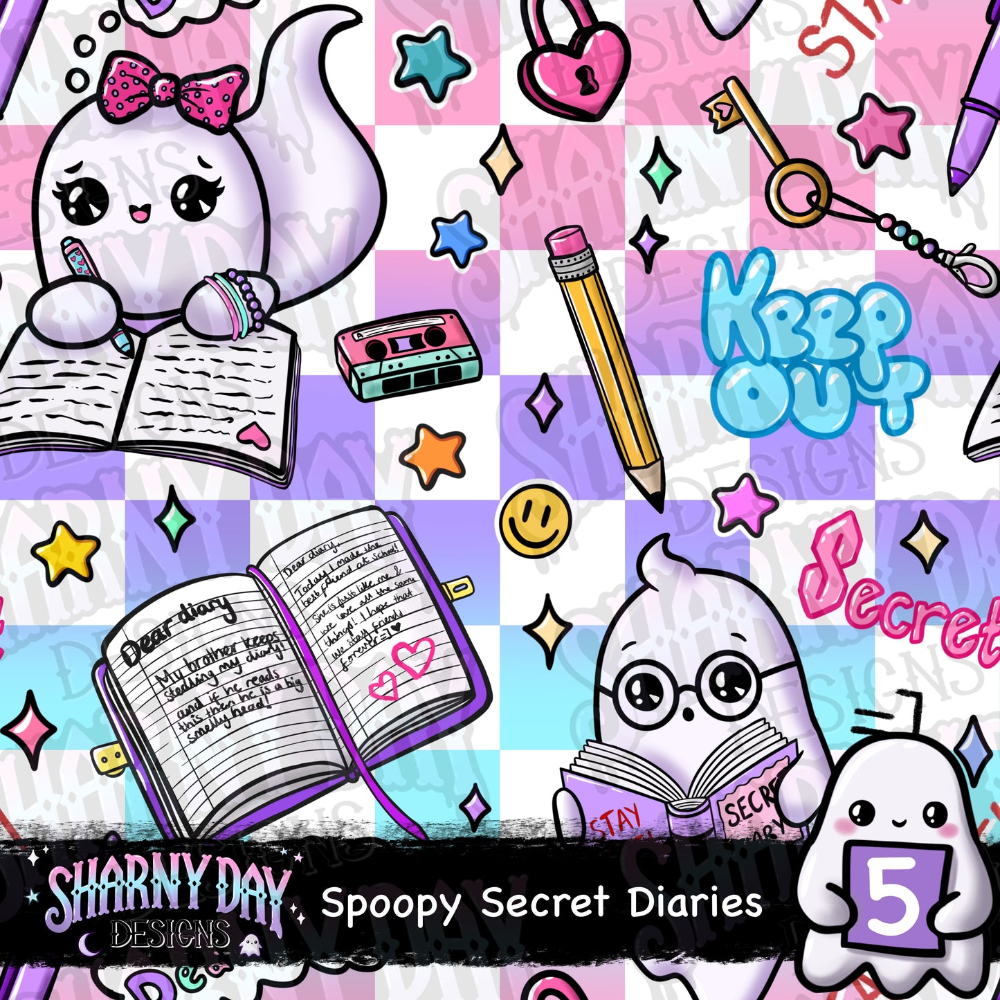 Spoopy Secret Diaries Exclusive Seamless Pattern Design