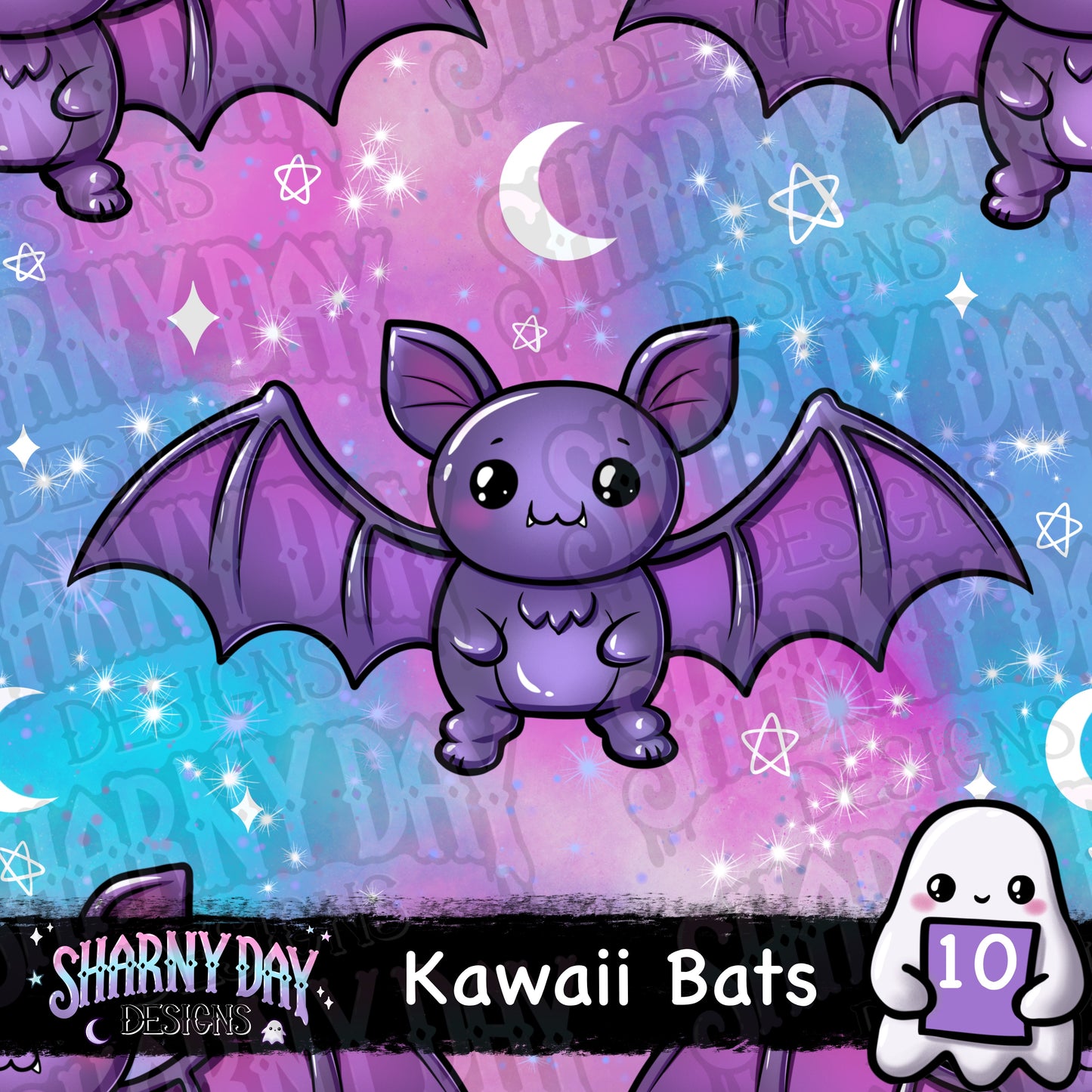 Kawaii Bats Exclusive Seamless Pattern Design