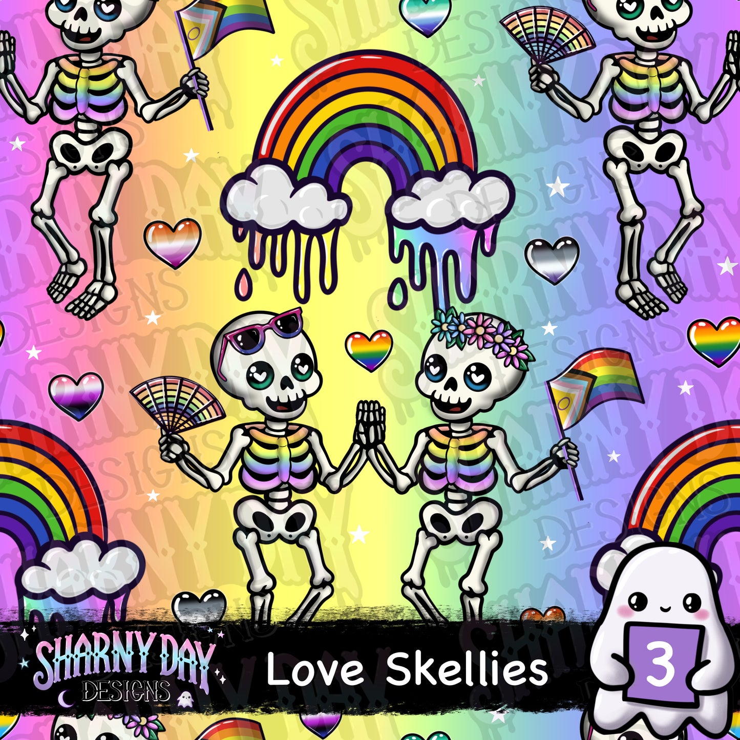 Love Skellies Limited Exclusive Seamless Pattern