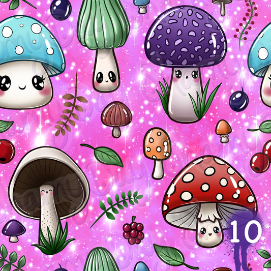 Kawaii Mushrooms Exclusive Seamless Pattern