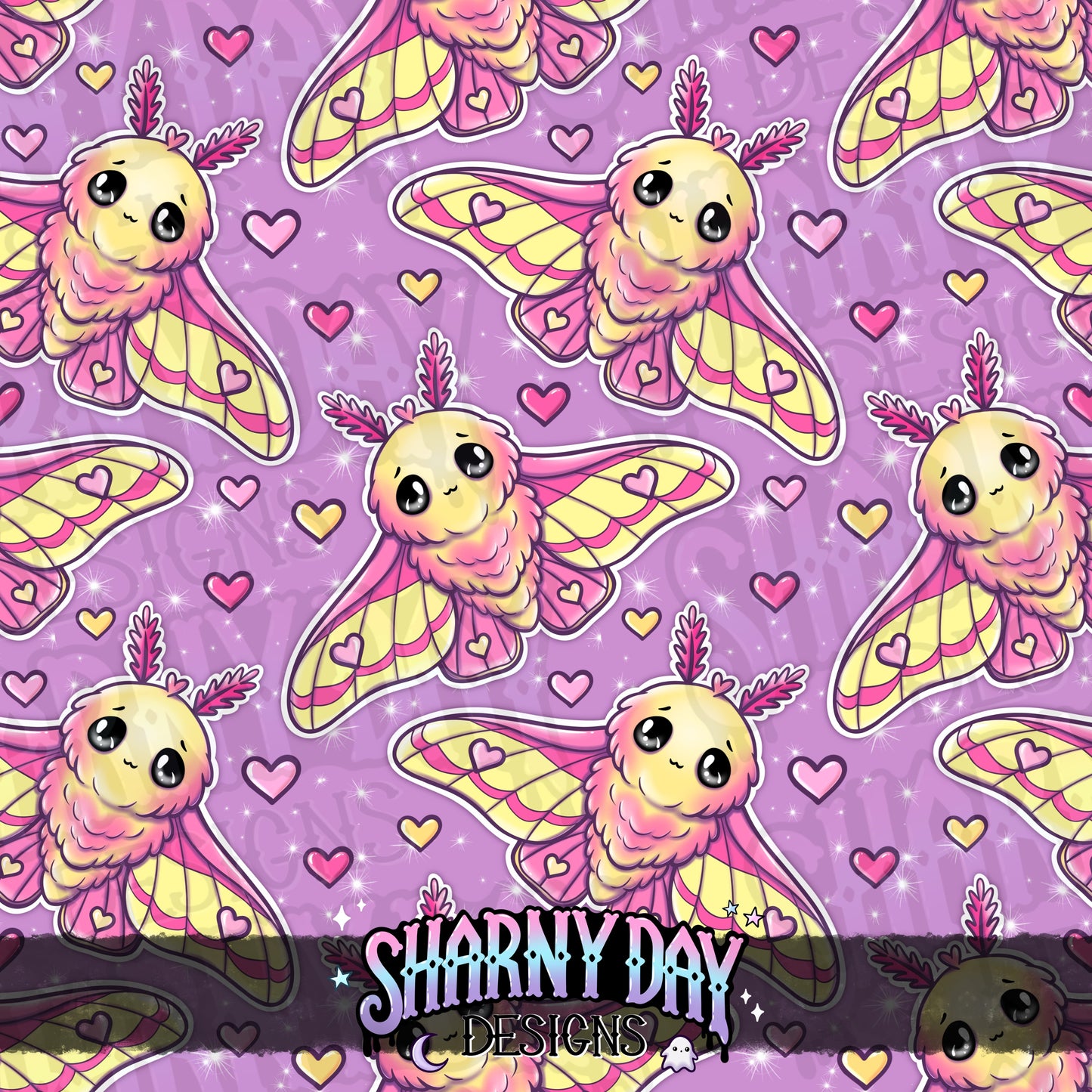 HEXTOBER - Kawaii Rosy Maple Moth Limited Seamless Pattern