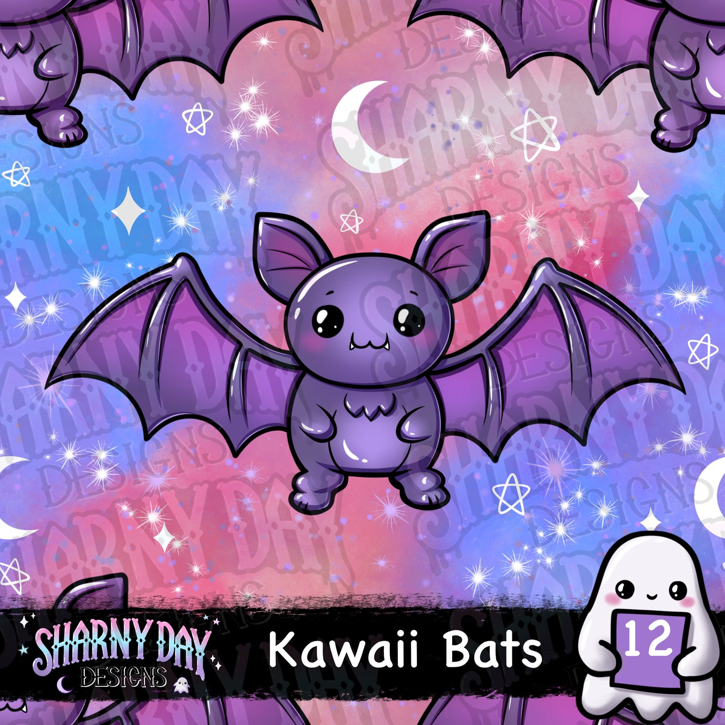 Kawaii Bats Exclusive Seamless Pattern Design