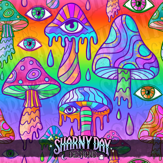 HEXTOBER - Psychedelic Mushrooms Limited Exclusive Seamless Pattern