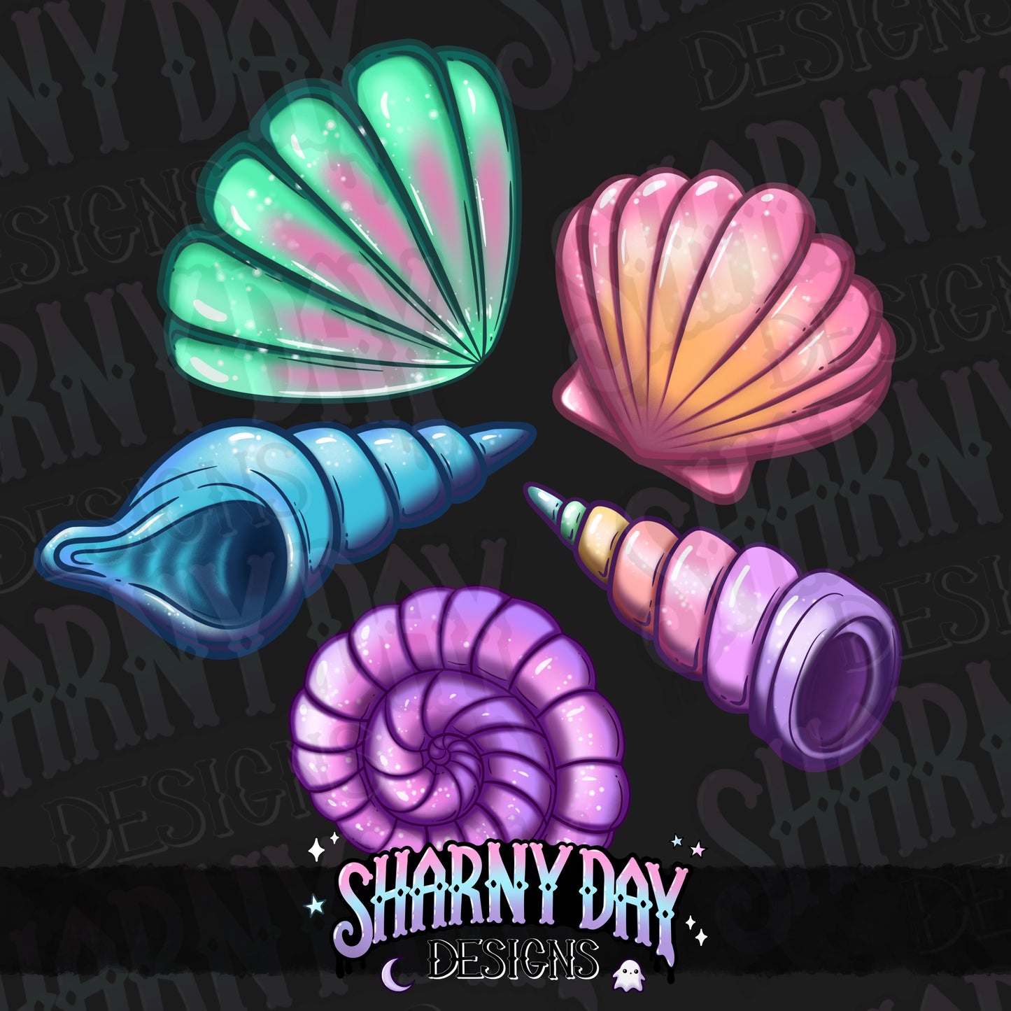 Summer Shells non-exclusive PNG - bundle of 5