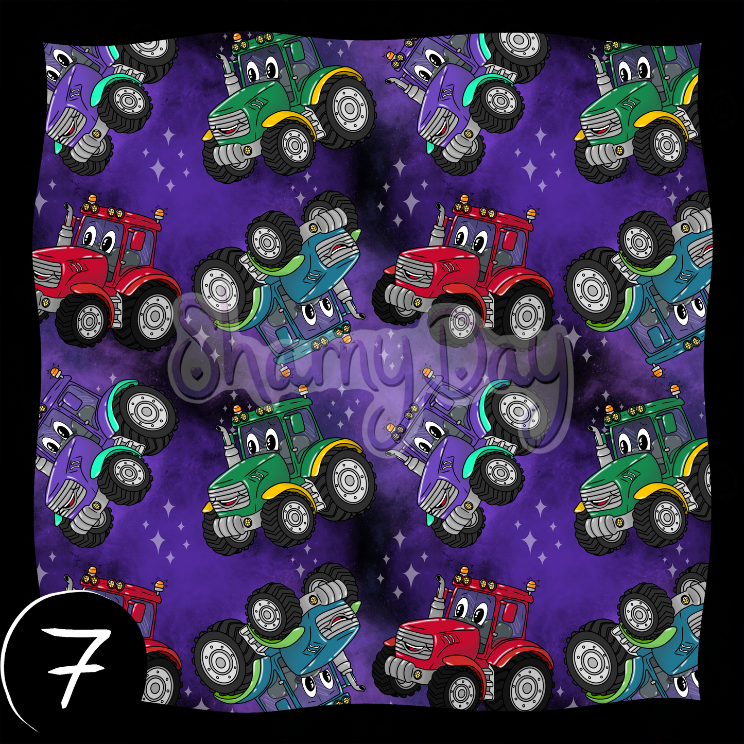 Happy Tractor Exclusive Seamless Pattern