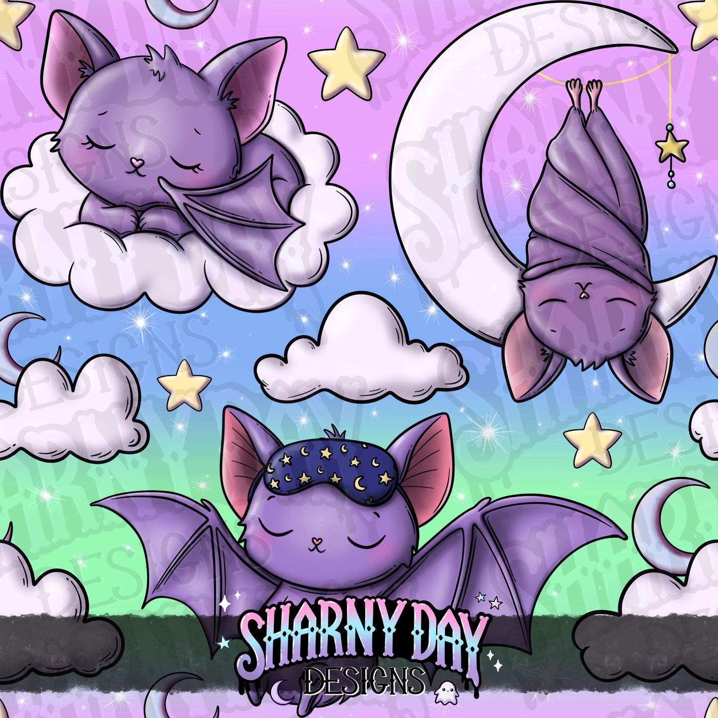 Dreamy Bats Exclusive Seamless Pattern Design