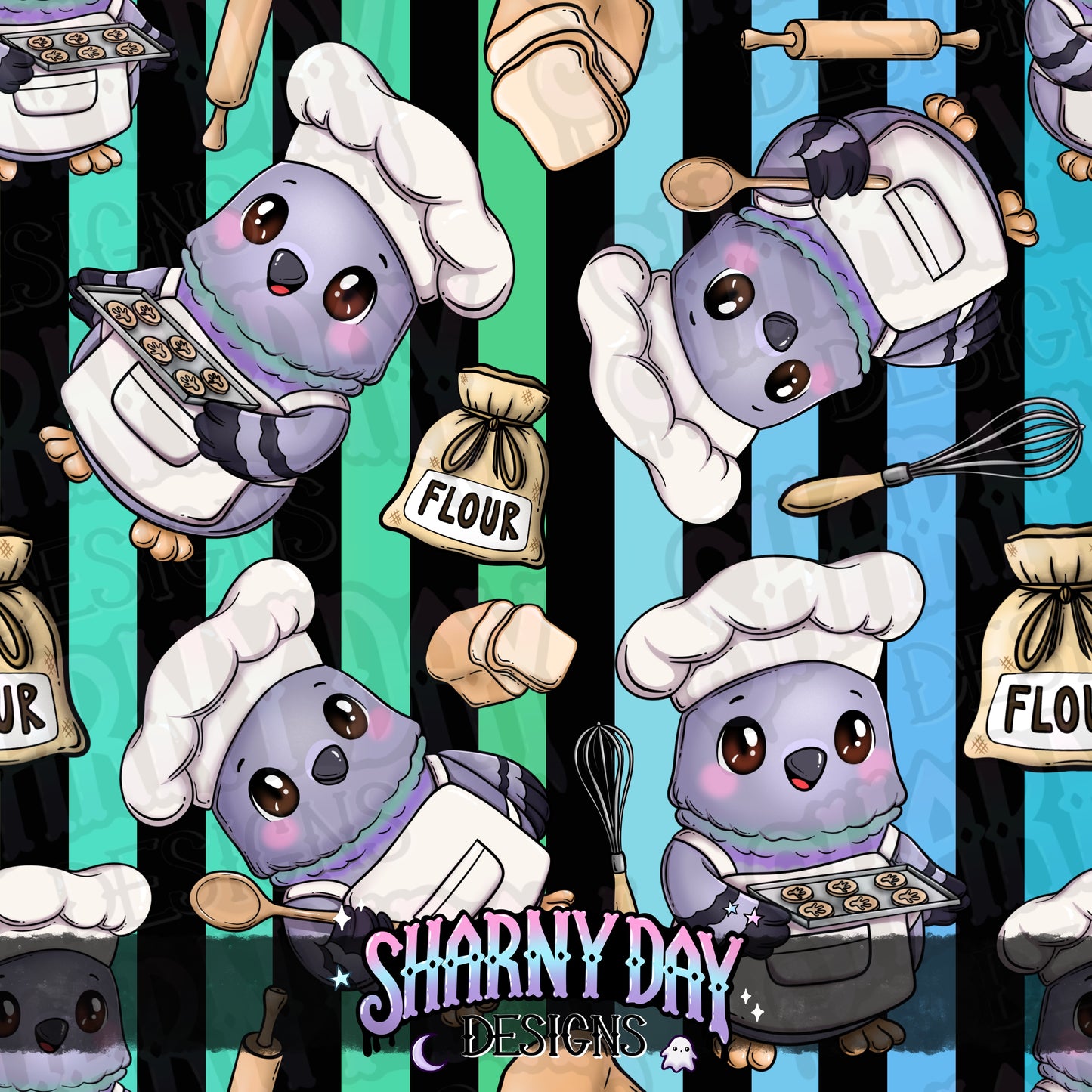 Baker Pigeon Exclusive Seamless Pattern Design