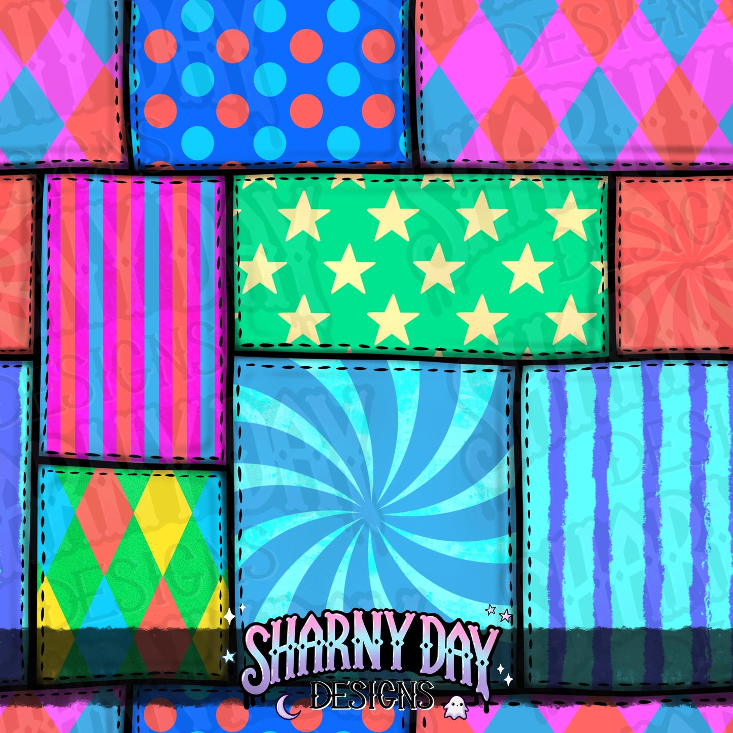 HEXTOBER - Circus Patchwork non-exclusive Seamless Pattern Design