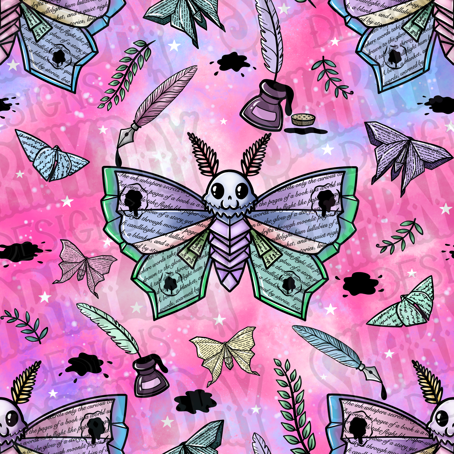 Origami Death Moths Exclusive Seamless Pattern